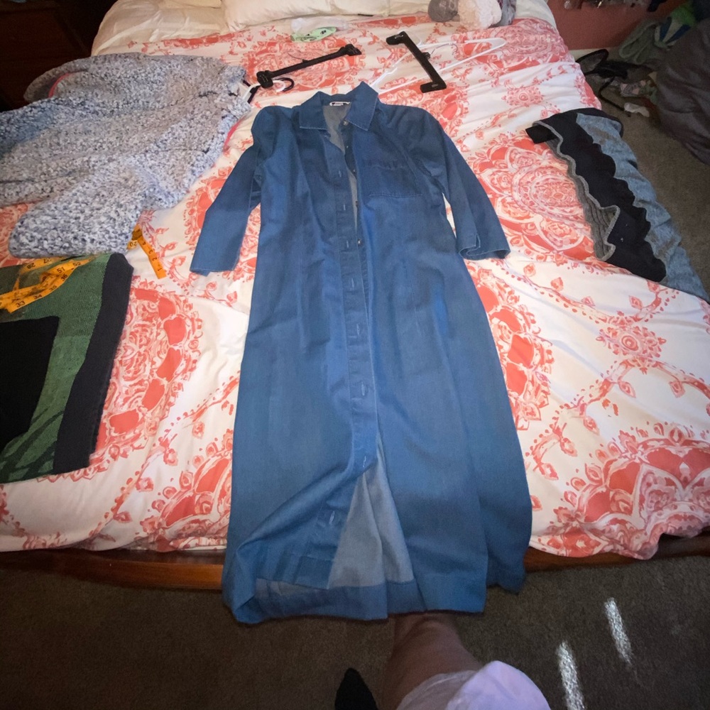 Knee length denim dress